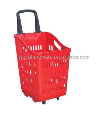 China Durable Heavy Duty Supermarket Rolling Shopping Cart with 4 Wheels for sale