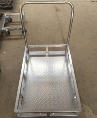 China Warehouse Logistics Supermarket Picking Fence Folding Hand Push Cargo Cart / Steel Trolley Trolley Platform for sale