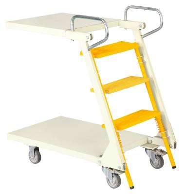 China Warehouse / Supermarket / Library Metal Storage Trolley Easy Folding Durable Ladder Cart for sale