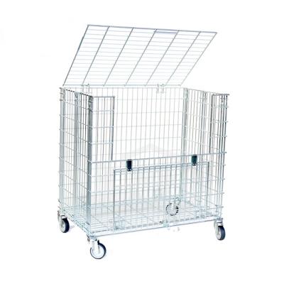 China Wholesale foldable stroage basketball/football/volleyball metal mesh folding cage container with wheels for sale