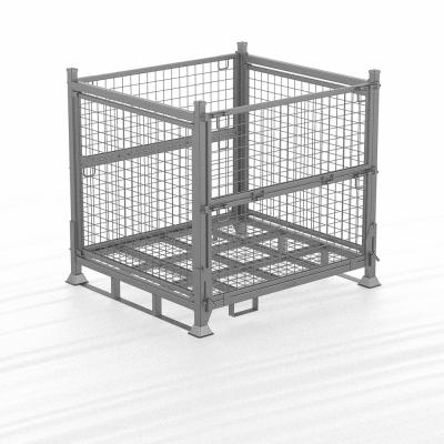 China Durable Warehouse Storage Stackable Wire Mesh Container Iron Metal Gitterbox Pallet Cage for sale