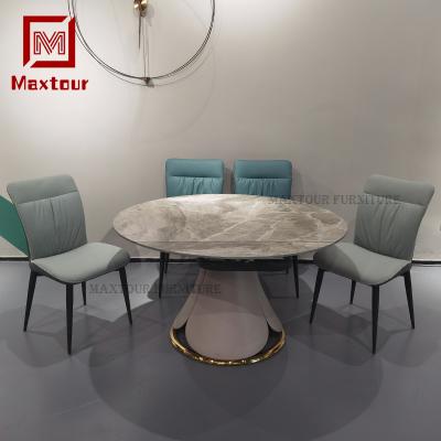 China Luxury Sintered Stone Round Dining Table Set With 6 Chairs Luxury for sale