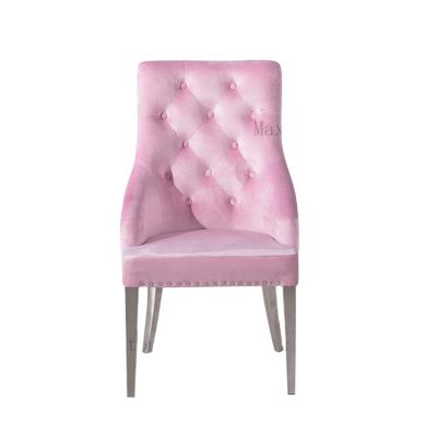 China Modern Style Metal Chrome Leg Furniture Velvet Home Dining Chair Point Luxury Fabric Dining Chairs for sale