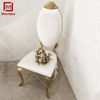 China Modern Wedding Furniture Wedding Chair Back Stainless Steel Royal High Leg Dining Chair For Wedding Hall for sale