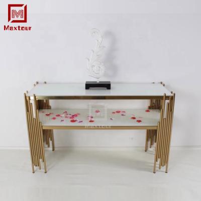 China Home Use Luxury Entrance Hallway Italian Modern Marble Console Table With Gold Stainless Steel for sale