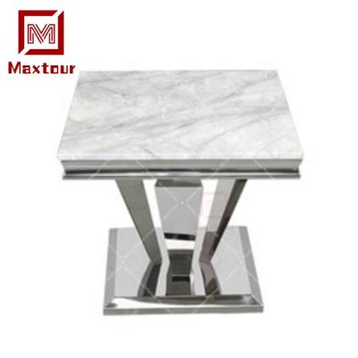 China Modern coffee table home use synthetic marble side table base leg stainless steel square coffee table small for sale