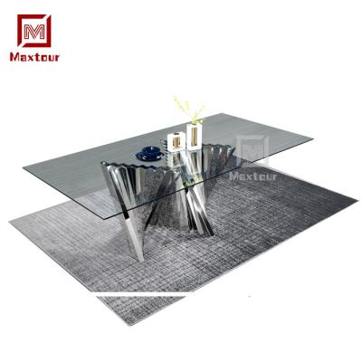 China Wholesale Modern Living Room Factory Price China Artificial Marble Clear Glass Coffee Table for sale