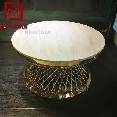 China COFFEE TABLE 2020 round gold metal living room dining room dining table set events wedding party for sale