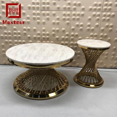 China Modern Coffee Table Side Stool Coffee Table Stainless Steel Round Cream Marble Coffee Tables And Side Tables Set for sale