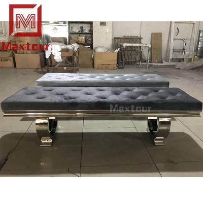 China Retro French Tufted Bedroom Bench Furniture Stainless Steel Benches For Living Room / Dining Room for sale