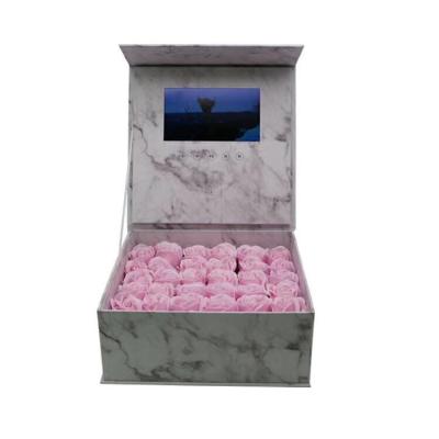 China Black Marble Wedding Party Gift Box Folding Flower Display Box Europe Color 7inch HD Video Gift Box for sale