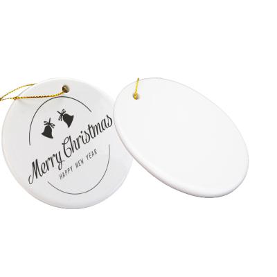 China 7.3*7.3cm Personalized Sublimation White Christmas Ornaments Eco - Friendly Ceramic Party Tiles Home Decoration Holiday Pendant Crafts for sale