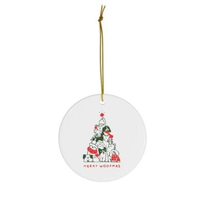 China 3 Inch Round Eco-Friendly Sublimation Christmas Decoration Christmas Tree Ornament Liners Party Hanging DIY Pattern Pendent Charm for sale