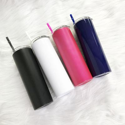 China Hot Sale 20oz PORTABLE Stainless Steel Doubler Wall Wine Tumbler Colorful Mugs With Skinny Lid And Straws For Home Supplies for sale