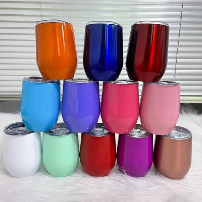 China Double Wall Vacuum Beer Coffee Cup Good Quality 12oz Tumbler Wine Stainless Steel Viable Shape Glass Egg Mugs With Lids for sale