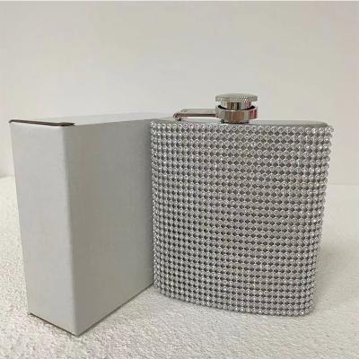 China PORTABLE Hip Flask with Shiny Diamond 7oz Stainless Steel Rhinestone Jug Wine Jar Drinkware Festival Party Flasks for sale