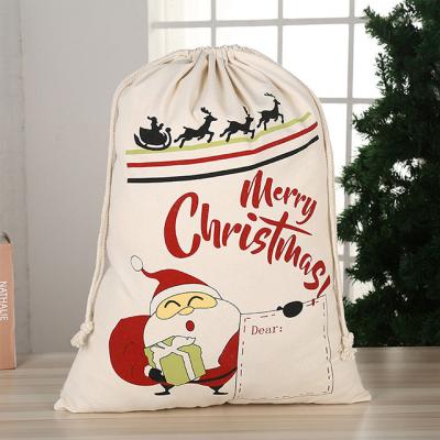 China With Santa Sacks Factory Direct Wholesales Hot Cotton Drawstring Pockets 2020 Sales Christmas Gift 100% Eco-friendly Christmas Gift Bag Large Capacity for sale