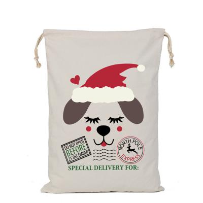 China New Design Christmas Eco-Friendly Santa Sacks Cartoon Gift Storage Double Handmade Strings For Christmas Decoration Kids Gift for sale