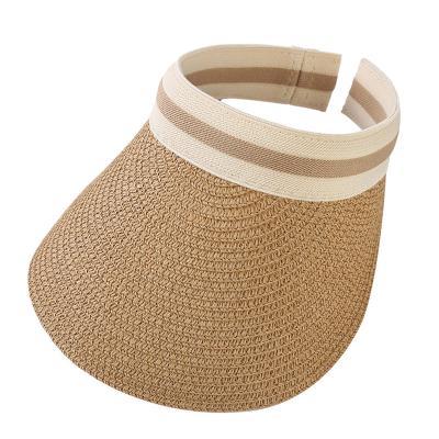 China Straw Hats Summer 2021 Striped Women's Large Brim Sun Visor Beach Hat Empty Top Sun Protection Fishing Outdoor Female Paper Sun Hats for sale