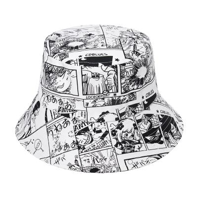 China Japanese Image Anime Printing Summer Bucket Hat Sun Protection Beach Fishing Sun Hat Cartoon Anime Boys Girls Hat Camping Hats for sale