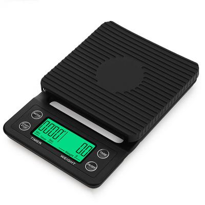 China With Scale Tray BSC122 Hand-brewed Coffee Scale Digital Household Kitchen Food Weighing Electronic Scale With Timer 3kg/5kg 0.1g for sale