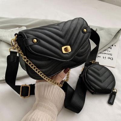 China 2pcs PU Designers Handbags For Women Set Shoulder Luxury Purse And Handbags Ladies Leather Cross - Body Chain Bag Fashionable Bag for sale