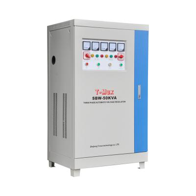 China SVC SBW-50KVA 380v super large input voltage servo motor three phase wide automatic voltage regulator for sale