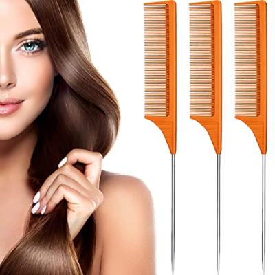 China Wholesale Professional Salon Hair Styling Tool Plastic and Metal Pin Rat Tail Head Static Custom Hot Seller Hair Combs for sale