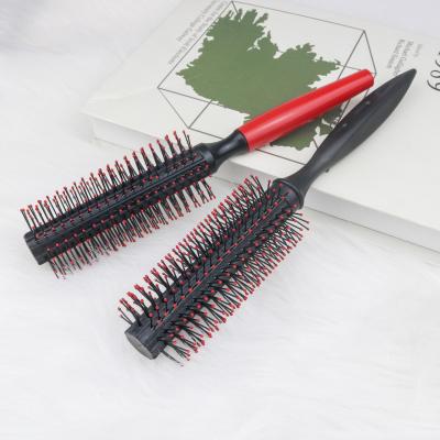 China Daily Life Styling Hair Straightener Brush Straighten Hairbrush Anti-static Nylon Hair Brushes Round Barbering Accessory for sale