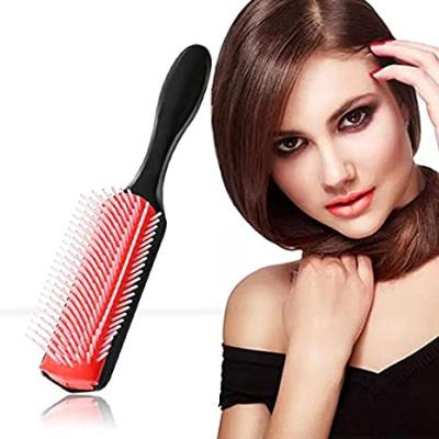 China Hair Styling Tamer Tools High Quality 9 Row Black Cushion Hair Brush With Rubber Hair Brush For Blow for sale