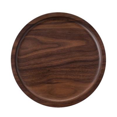 China Rustic Walnut Tray Round Rectangle Platter Tea Serving Wooden Solid Wood Tray Coffee Table Tray from Viable Walnut Wood Crafts for sale