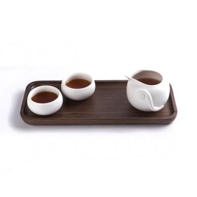 China Sustainable Coffee Tray Rectangle Wooden Serving Tray Small Long Rectangular Black Walnut Wooden Tray for sale