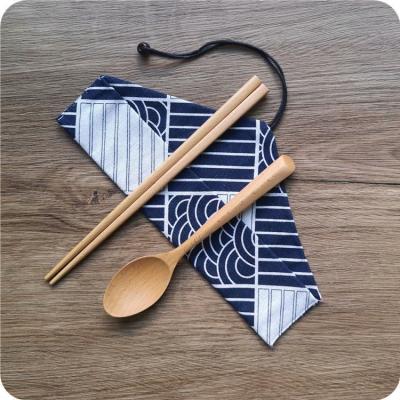 China Travel Sustainable Outdoor Chestnut Wooden Spoon Chopsticks Fork Portable Tableware Cutlery Set For Dinner Restaurant for sale