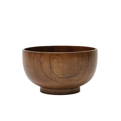 China Eco Friendly Sustainable Noodle Soup Salad Bowl OEM Customized Logo Outdoor Wooden Round Bowls for sale