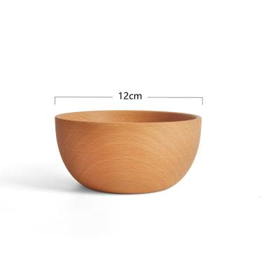 China Japanese Style Sustainable Wooden Food Snack Bowls Recycle Wooden Salad Serving Bowl for sale