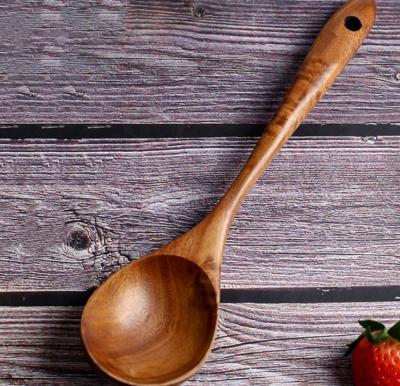 China 2022 Sustainable Acacia Wood Tableware Medium Serving Cookware Wooden Non-stick Pot Wooden Spoon Spoon for sale