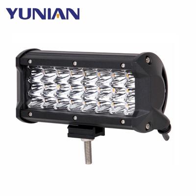 China Aluminum+LED Triple Rows 7inch LED Guide 72W Optic Yellow Spot White Driver-Beam Bar Work Light For 12V Trucks Off-Road SUV ATV 4WD 4x4 for sale