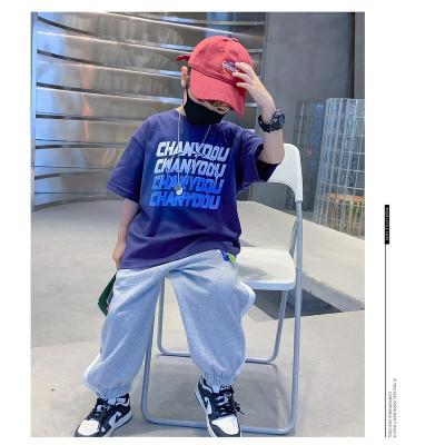 China Breathable Kids Wear Fashion Gradient Kids Shirts Boys T-shirts Letter Print Boys T-shirts&Polo Shirts for sale