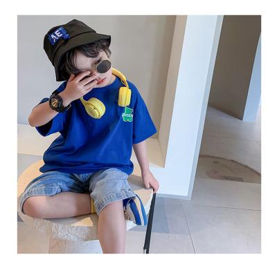 China Breathable Custom Logo T-shirt Kids Cotton T-shirt Blue Boys T-shirts Polo Shirts Soft Comfortable Boys T-shirts for sale