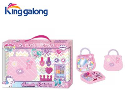 China Kids Make Up Kits Hot Selling Pretend Play Kids Makeup Set Safety Makeup Handbag Cosmetics Set Toy 36*24*6.5cm for sale