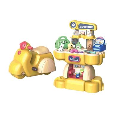 China Pretend Pet Care Set 2 in 1 Collect Toys DIY Motorcycle Storage Box Pet Caregiver Small Game Toys 39pcs Game Household 31*24*40cm for sale