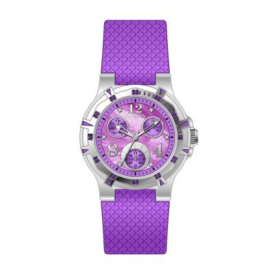 China Ladies Round Multifunction Wrist Watch With Vogue Six Hands Purple for sale