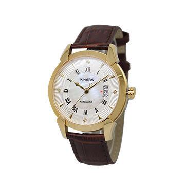 China Classical Men'S Mechanical Automatic Watch With Leather Band , Logo Customized for sale