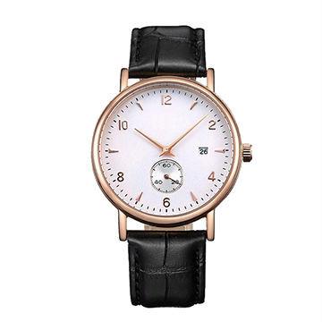 China Stainless Steel Leather Band Watches / Quartz Wrist Watch For Men , Eco - Friendly for sale