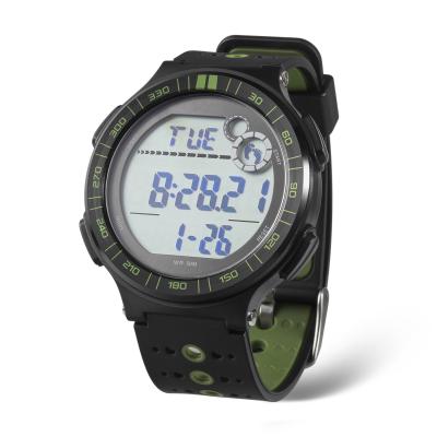 China Plastic Digital Watch with Stainless Steel Case Back, 5ATM Water Resistance and TPU Strap,LCD Digital Watches for sale