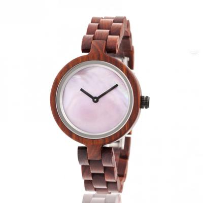 China Boyear Custom Logo Wooden Watches Luxury Red Sandal Fashion Wooden Quartz Watch Women,Ladies Fashion Watch for sale