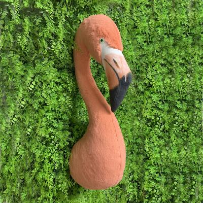 China 2020 Realistic New Realistic Flamingo Head Plush Toy For Kids Bedroom Gift Wall Decoration Animal Head for sale