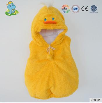 China Yellow Winter Performance Outfit / Baby Chicken Cloths Christmas Hooded Baby Romper for sale