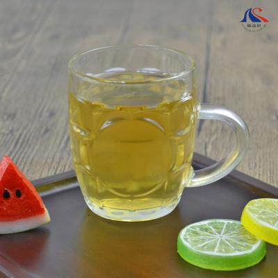 China 300ml Beer Glass Beer Mug Glass Mug With Handle Glass Juice Cup for sale