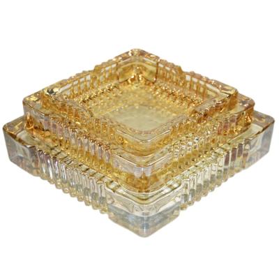 China Cigar Gold Plating Glass Ashtray Portable Decorative Colorful Smoking Accessories for sale